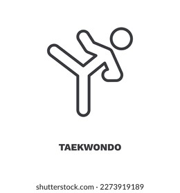 icono de taekwondo. Icono de línea delgada de taekwondo del deporte y la colección de juegos. Vector de contorno aislado en fondo blanco. El símbolo editable de taekwondo se puede usar web y móvil