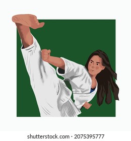 Ilustración de Taekwondo. Ilustración vectorial. Ilustración deportiva