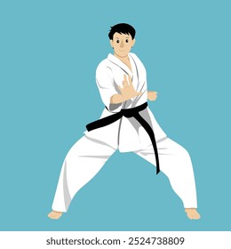 taekwondo karate men beginning judo pose black belt