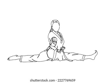 Taekwondo, Karate Player Single line art drawing, black and white minimal Vector illustration. for Logo, Wall décor