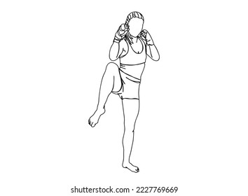 Taekwondo, Karate Player Single line art drawing, black and white minimal Vector illustration. for Logo, Wall décor