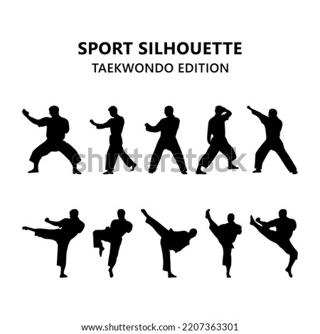 Taekwondo and Karate Silhouettes. The set of martial art silhouette