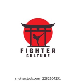 taekwondo karate traditional japanese martial arts logo vector icon symbol illustration design