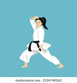 taekwondo karate women beginning kuda-kuda beginning pose matrial art