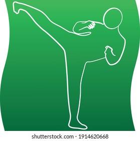 Taekwondo kick line icon of a sports set. Vector EPS 10