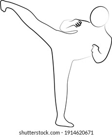 Taekwondo kick line icon of a sports set. Vector EPS 10