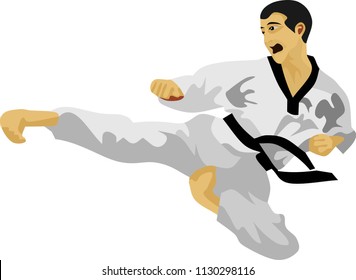 Taekwondo Kick Martial Art Sport Vector Illustration