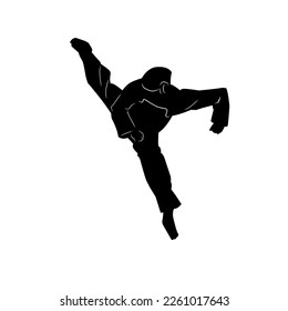 Taekwondo kick sillhouette vector illustration