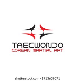 TAEKWONDO Korean martial art school logo design vector