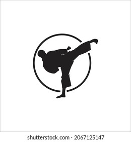 taekwondo logo with a silhouette of a man kicking.