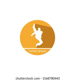 Taekwondo man silhouette Logo Design Template. Martial arts Vector Illustration. martial arts competition badge logo.