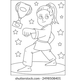 Taekwondo Artes Marciales para colorear Página del libro para niños o adultos adultos adultos para colorear Creative Mindful Relajación Actividad