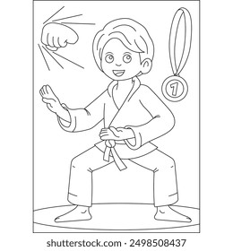 Taekwondo Artes Marciales para colorear Página del libro para niños o adultos adultos adultos para colorear Creative Mindful Relajación Actividad