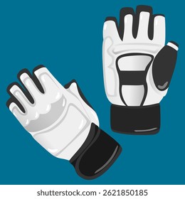 Taekwondo Match Equipment Illustration gloves and tosca background