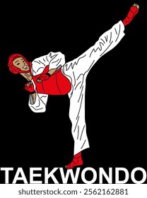 Taekwondo pose. Sport icon. Kick