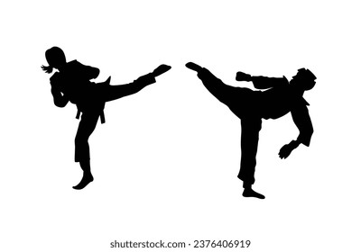 vector de silueta taekwondo. Siluetas de boxeo y de competencia, imagen vectorial,