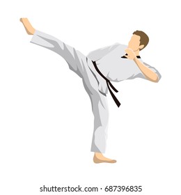 Taekwondo Sport Athlete Man Uniform Posing Stock Vector (Royalty Free ...