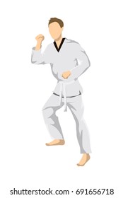 Taekwondo Sport Athlete Man Uniform Posing Stock Vector (Royalty Free ...