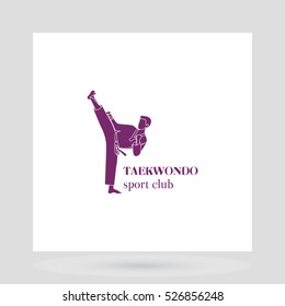 Taekwondo sport club logo design presentation on white. Vector illustration