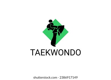 Taekwondo sport vector line icon. sportsman, fighting stance. sport pictogram illustration.