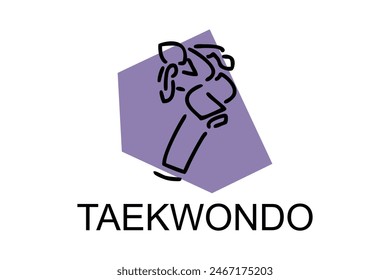 Taekwondo sport vector line icon. sportsman, fighting stance. sport pictogram illustration.