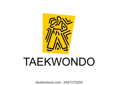 Taekwondo sport vector line icon. sportsman, fighting stance. sport pictogram illustration.