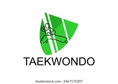 Taekwondo sport vector line icon. sportsman, fighting stance. sport pictogram illustration.