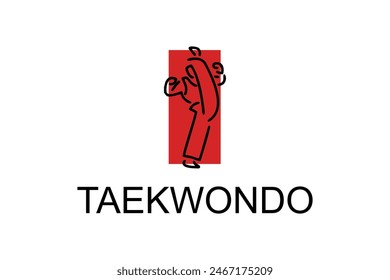 Taekwondo sport vector line icon. sportsman, fighting stance. sport pictogram illustration.