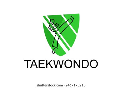 Taekwondo sport vector line icon. sportsman, fighting stance. sport pictogram illustration.