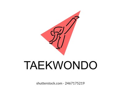 Taekwondo sport vector line icon. sportsman, fighting stance. sport pictogram illustration.