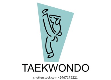 Taekwondo sport vector line icon. sportsman, fighting stance. sport pictogram illustration.