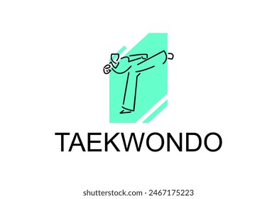 Taekwondo sport vector line icon. sportsman, fighting stance. sport pictogram illustration.