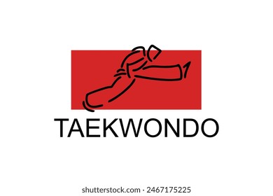 Taekwondo sport vector line icon. sportsman, fighting stance. sport pictogram illustration.