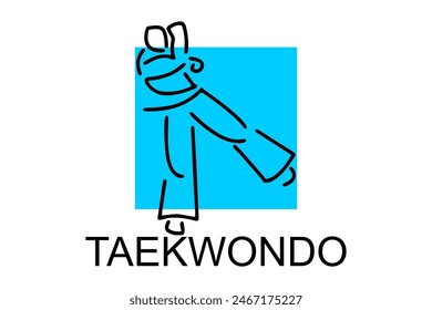 Taekwondo sport vector line icon. sportsman, fighting stance. sport pictogram illustration.