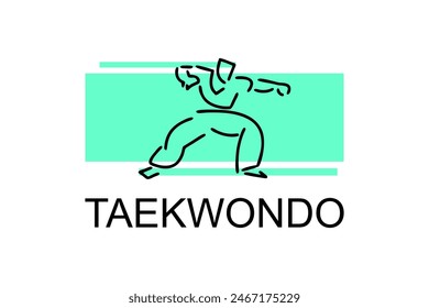 Taekwondo sport vector line icon. sportsman, fighting stance. sport pictogram illustration.