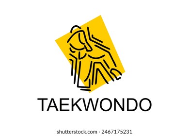 Taekwondo sport vector line icon. sportsman, fighting stance. sport pictogram illustration.