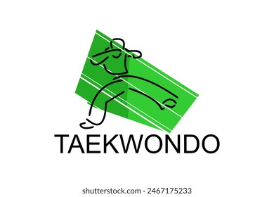 Taekwondo sport vector line icon. sportsman, fighting stance. sport pictogram illustration.