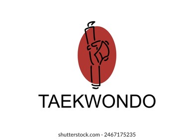 Taekwondo sport vector line icon. sportsman, fighting stance. sport pictogram illustration.