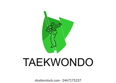 Taekwondo sport vector line icon. sportsman, fighting stance. sport pictogram illustration.