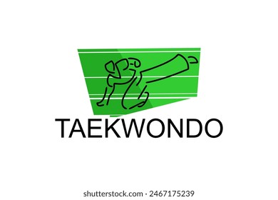 Taekwondo sport vector line icon. sportsman, fighting stance. sport pictogram illustration.