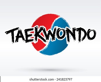 Taekwondo Text, Brush, Graphic Vector.