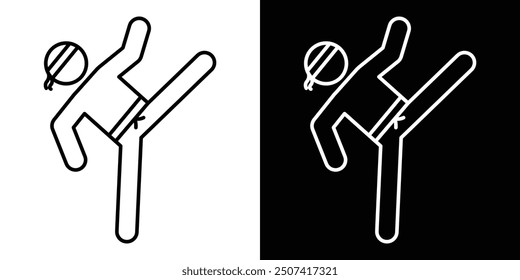 Taekwondo thin line vector icon set.