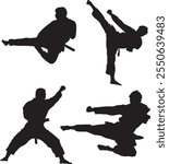 Taekwondo vector design silhouette set