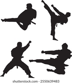 Taekwondo vector design silhouette set