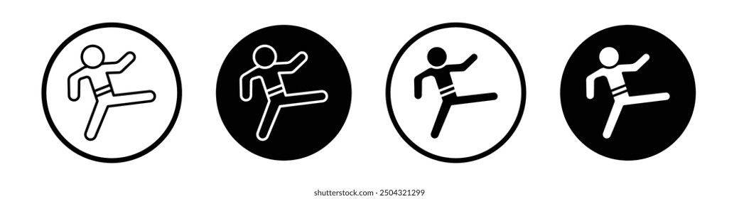 Taekwondo vector icon set black filled and outlined style.