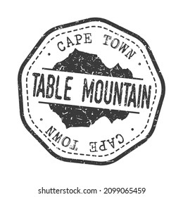 Tafelberg Rd, Table Mountain (Nature Reserve), Cape Town, South Africa Stamp Travel Illustration Vector. Postmark Seal Vintage Design Mark.