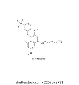 Tafenoquine flat skeletal molecular structure Antiparasitic drug used in malaria treatment. Vector illustration.