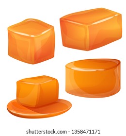 Taffy icons set. Cartoon set of toffee taffy vector icons for web design