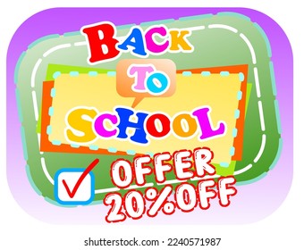 TAG OF 20% DISCOUNT, PROMOTION, OFFER, SALE, SCHOOL SUPPLIES