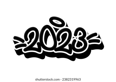 Tag 2023 year. Graffiti tag template for your design. Vector illustration.